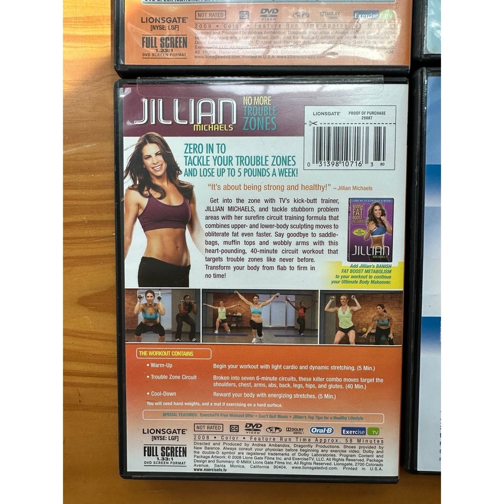 Lot of 4 Workout Videos Yoga, Workout Jillian Michael's Batiste Yoga Weights - Picture 8 of 9